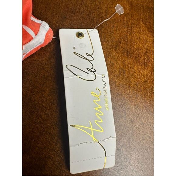 Anne Cole NWT size XS Retro Square neck coral/white print tankini swim top - Picture 6 of 12